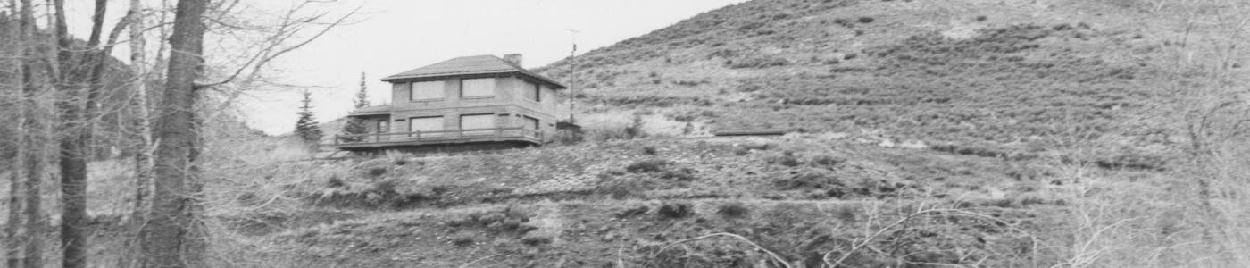 Distant view of Hemingway's hillside home in Ketchum, Idaho