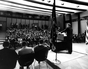 JFKWHP-AR7370-D. President John F. Kennedy Speaks during Press Conference, 23 July 1962