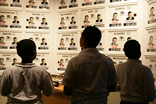 Students at election night exhibit