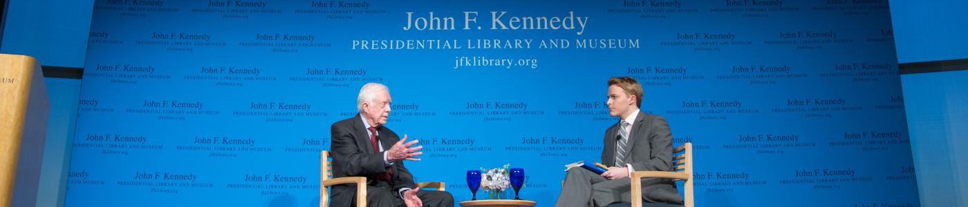 President Jimmy Carter speaks at a JFK Forum