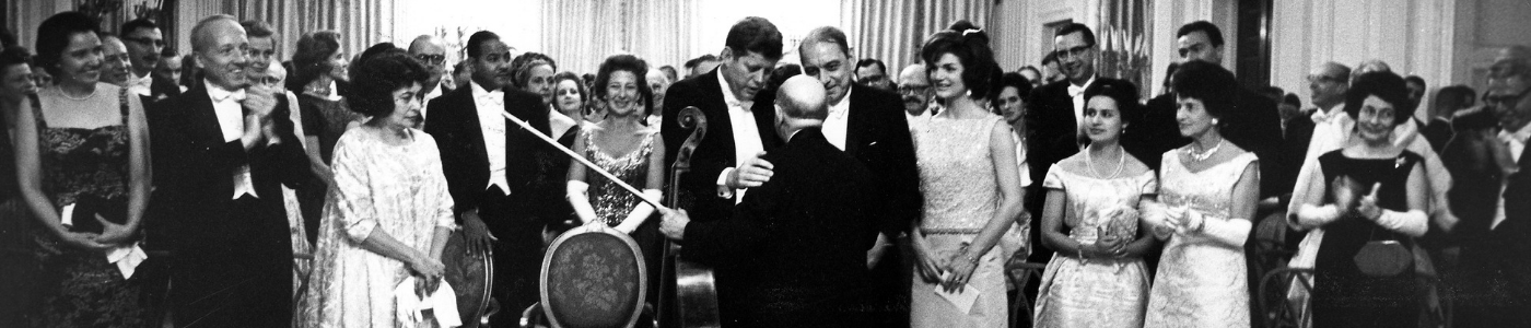 JFK greets cellist Pablo Casals after a performance