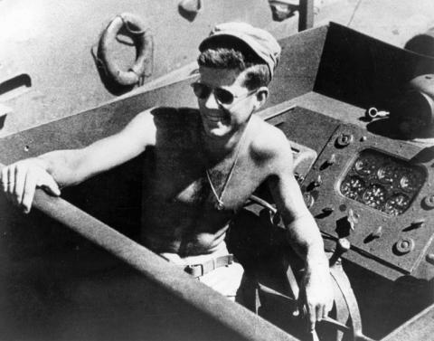 PC101. Lt. (j.g.) John F. Kennedy aboard the PT-109, 1943