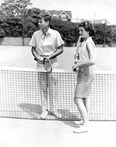 KFC3049P John F. Kennedy and Jacqueline Bouvier Play Tennis during Engagement Weekend