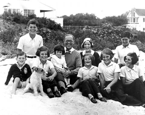 The Kennedy family on beach, Hyannis Port, Massachusetts, 1931. 
