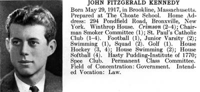 FY P30: John F. Kennedy's Harvard College Yearbook Entry, 1940