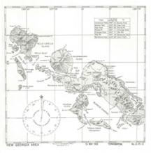 Naval Air Combat Intelligence Map of New Georgia, 1943