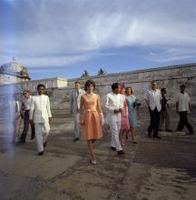 JFKWHP-ST-C117-20-62. First Lady Jacqueline Kennedy at Jag Mandir on Lake Pichola, Udaipur, India, 17 March 1962