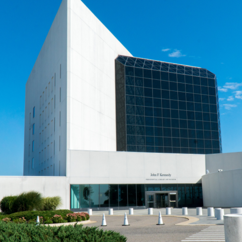Image of the exterior of the John F. Kennedy Library and Museum